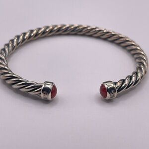 David Yurman Cable Cuff Bracelet with Red Carnelian